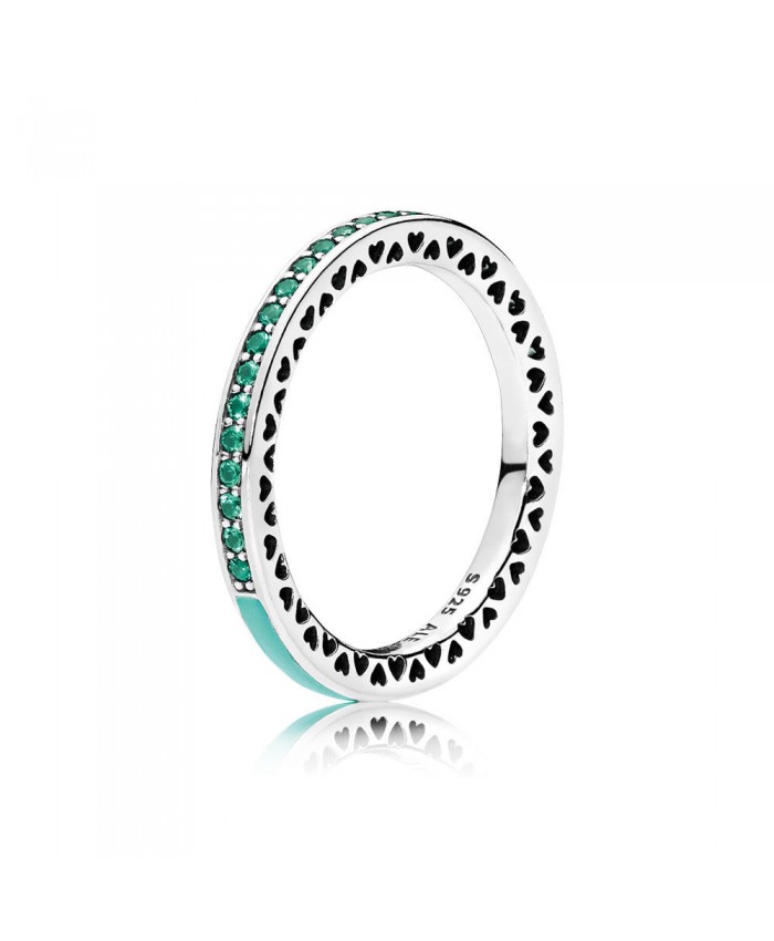 Pandora Radiant Hearts of PANDORA, Bright Mint Enamel & Royal Green Crystals