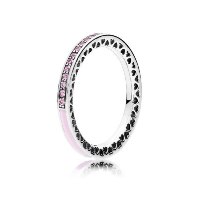 Pandora Radiant Hearts of PANDORA, Light Pink Enamel & Clear CZ