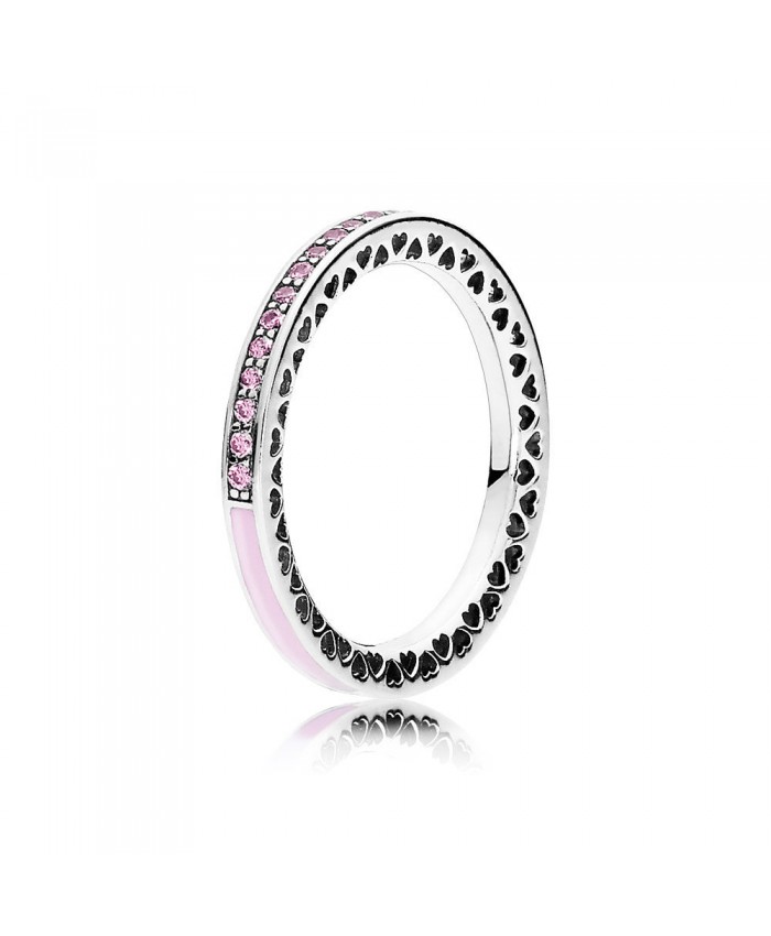 Pandora Radiant Hearts of PANDORA, Light Pink Enamel & Clear CZ