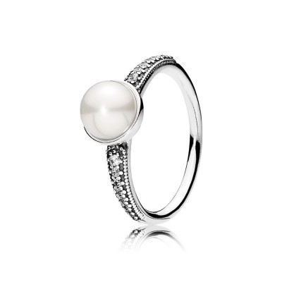 Pandora Elegant Beauty, White Pearl & Clear CZ