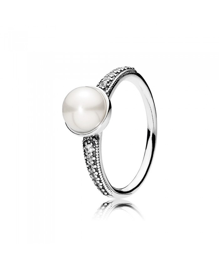 Pandora Elegant Beauty, White Pearl & Clear CZ