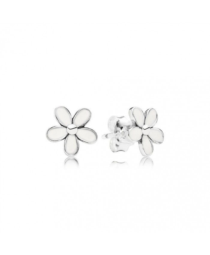 Pandora Darling Daisies Stud Earrings, White Enamel