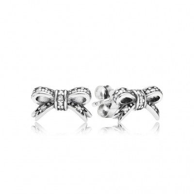 Pandora Sparkling Bow Stud Earrings, Clear CZ