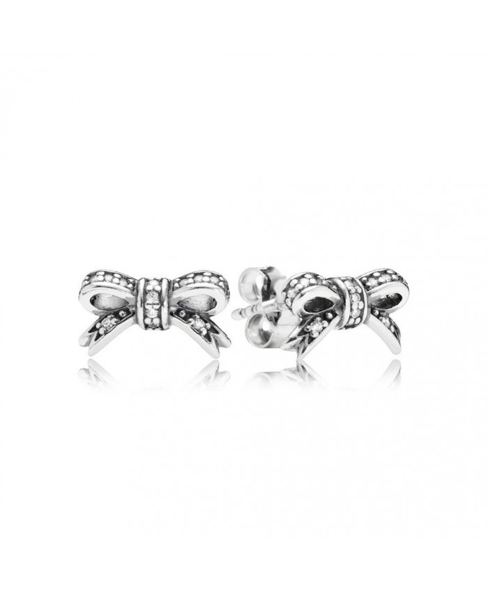 Pandora Sparkling Bow Stud Earrings, Clear CZ