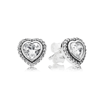 Pandora Sparkling Love Stud Earrings, Clear CZ