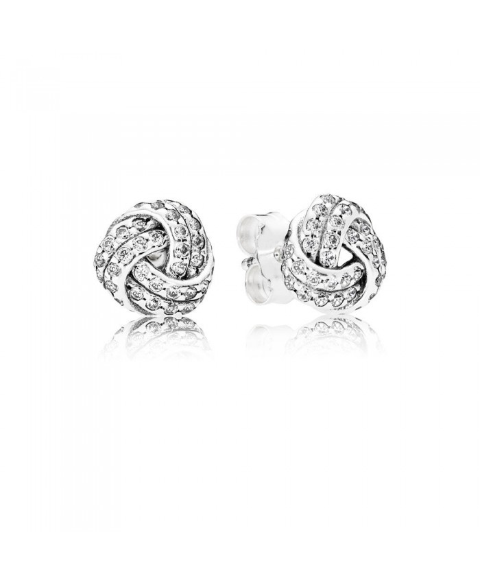 Pandora Sparkling Love Knots Stud Earrings, Clear CZ