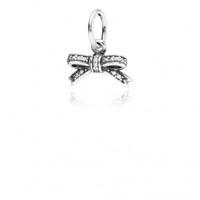 Pandora Sparkling Bow Pendant, Clear CZ