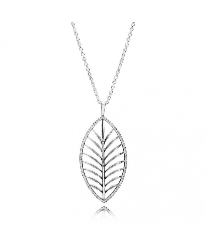 Pandora Tropical Palm Pendant Necklace, Clear CZ