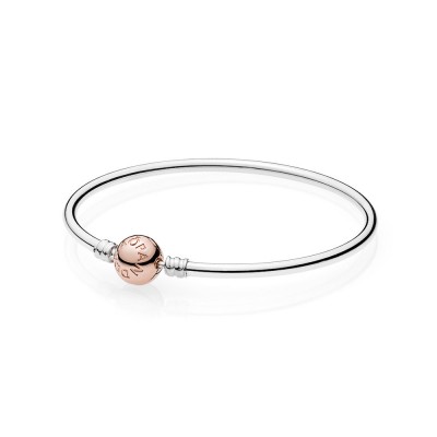 Pandora Sterling Silver Bangle w/ PANDORA Rose™ Clasp