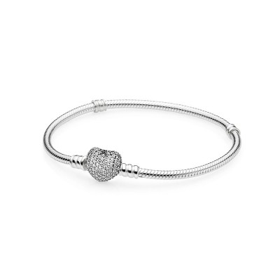 Pandora Pavé Heart Bracelet, Clear CZ