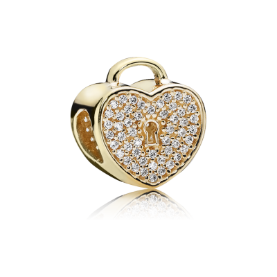 Pandora Heart Lock, Clear CZ & 14K Gold