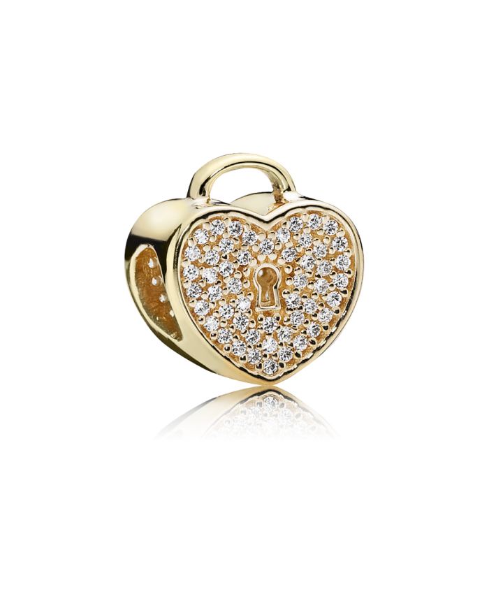 Pandora Heart Lock, Clear CZ & 14K Gold