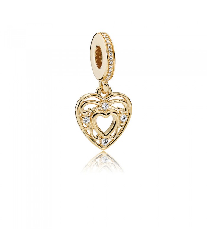 Pandora Romantic Heart, 14K Gold & Clear CZ