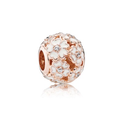 Pandora White Primrose Meadow, PANDORA Rose™ & White Enamel & Clear CZ