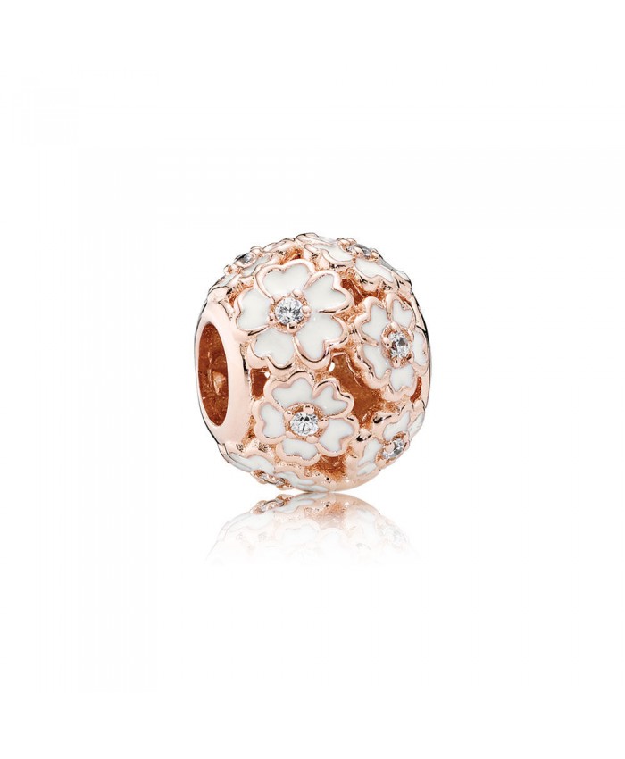 Pandora White Primrose Meadow, PANDORA Rose™ & White Enamel & Clear CZ