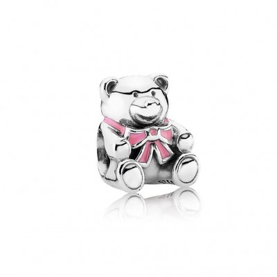 Pandora "It's A Girl" Teddy Bear, Pink Enamel