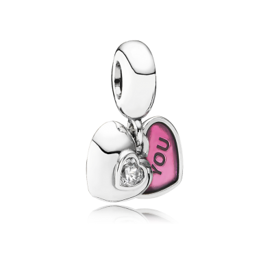 Pandora You & Me, Two-Part, Clear CZ & Fuchsia Enamel