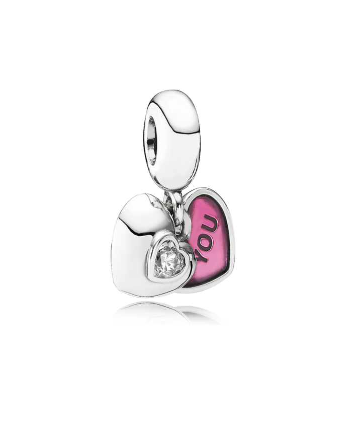 Pandora You & Me, Two-Part, Clear CZ & Fuchsia Enamel