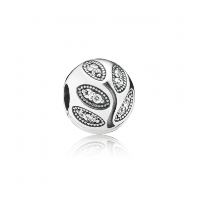 Pandora Sparkling Leaves Clip, Clear CZ