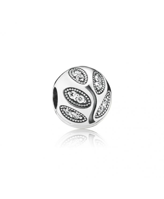 Pandora Sparkling Leaves Clip, Clear CZ