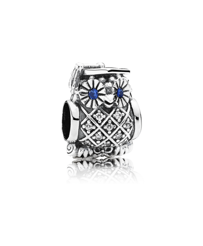 Pandora Graduate Owl, Swiss Blue Crystal & Clear CZ