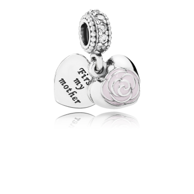 Pandora Mother's Rose Dangle with Pink Enamel