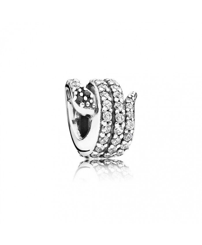 Pandora Sparkling Snake, Clear CZ & Black Crystal