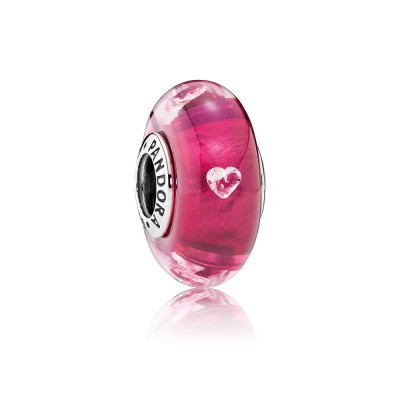 Pandora Cerise Heart Glass, Clear CZ