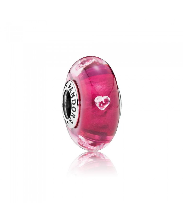 Pandora Cerise Heart Glass, Clear CZ