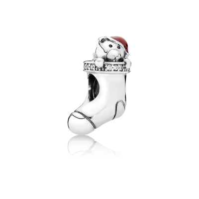 Pandora Christmas Stocking, Red Enamel & Clear CZ