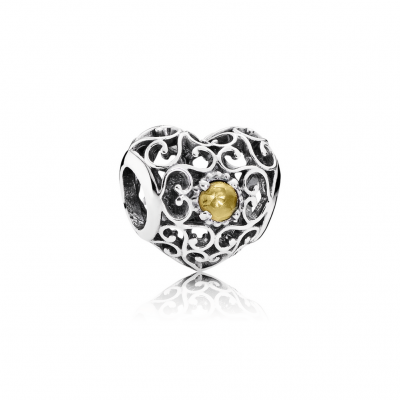 Pandora November Signature Heart, Citrine