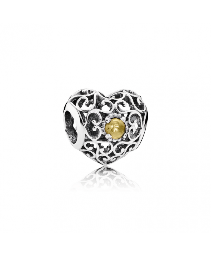 Pandora November Signature Heart, Citrine