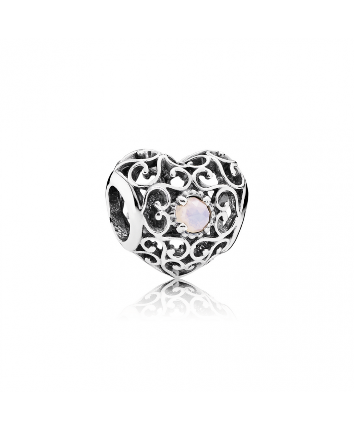 Pandora October Signature Heart, Opalescent Pink Crystal