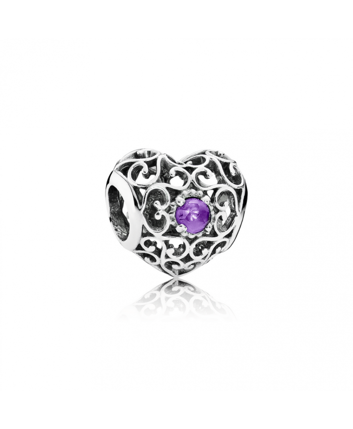 Pandora February Signature Heart, Synthetic Amethyst