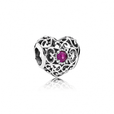 Pandora July Signature Heart, Synthetic Ruby