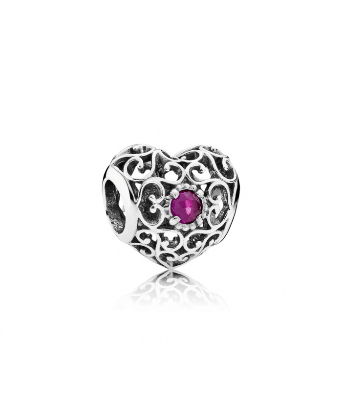 Pandora July Signature Heart, Synthetic Ruby