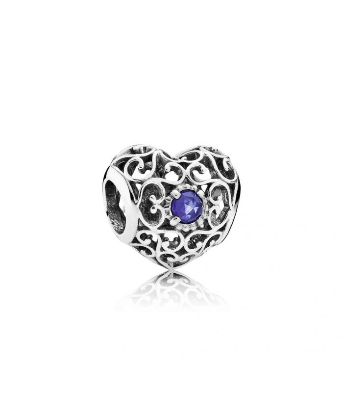 Pandora September Signature Heart, Synthetic Sapphire