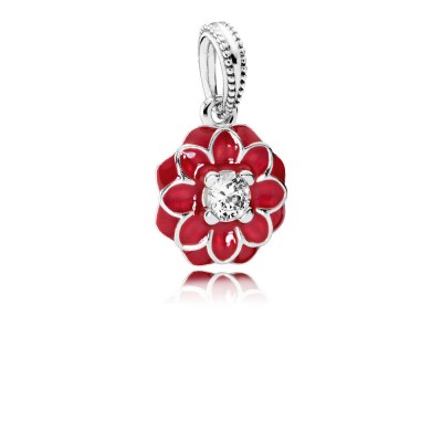 Pandora Oriental Bloom, Red Enamel & Clear CZ