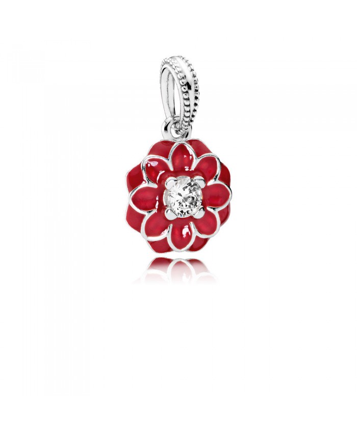 Pandora Oriental Bloom, Red Enamel & Clear CZ