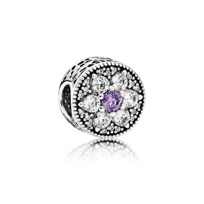 Pandora Forget Me Not, Purple & Clear CZ