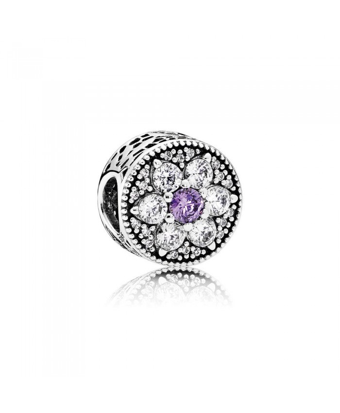 Pandora Forget Me Not, Purple & Clear CZ