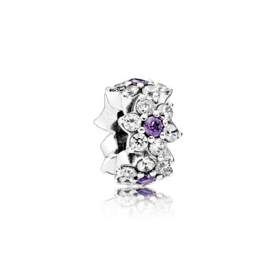 Pandora Forget Me Not, Purple & Clear CZ