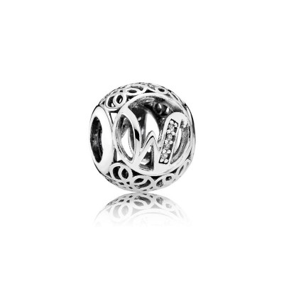 Pandora Vintage Letter W Charm with Clear Zirconia