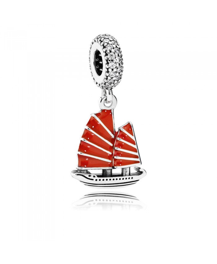 Pandora Chinese Junk Ship, Red Enamel & Clear CZ