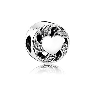 Pandora Ribbon Heart, Clear CZ