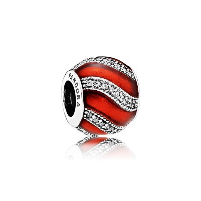 Pandora Adornment, Translucent Red Enamel & Clear CZ