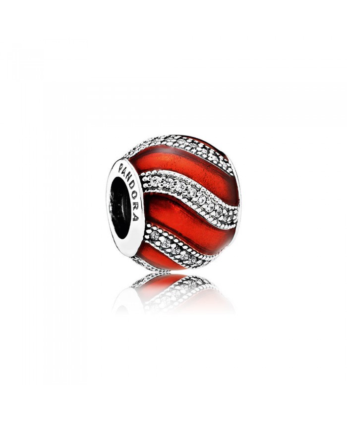 Pandora Adornment, Translucent Red Enamel & Clear CZ