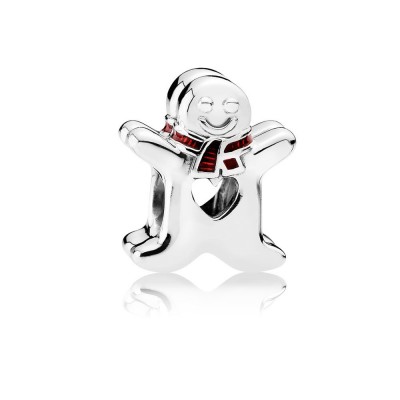 Pandora Sweet Gingerbread Man, Translucent Red Enamel