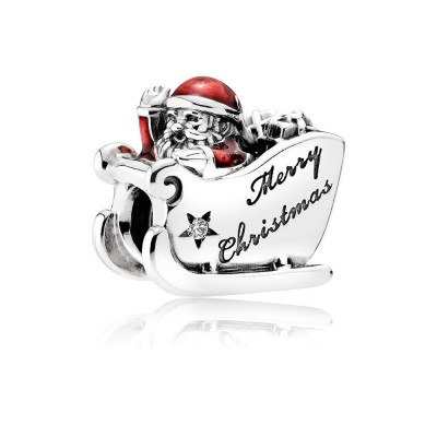 Pandora Sleighing Santa, Translucent Red Enamel