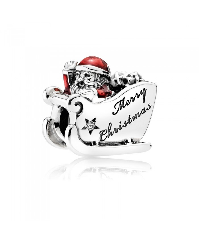 Pandora Sleighing Santa, Translucent Red Enamel